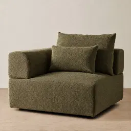 Riviera III Winter Moss Woven Fabric Sofa - Left Seat