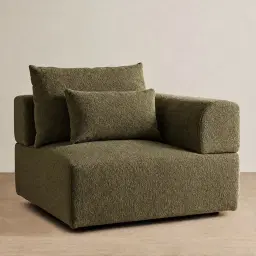 Riviera III Winter Moss Woven Fabric Sofa - Right Seat