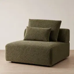 Riviera III Winter Moss Woven Fabric Sofa - Armless