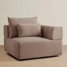 Riviera III Warm Taupe Woven Fabric Sofa - Right Seat