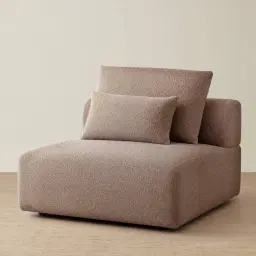 Riviera III Warm Taupe Woven Fabric Sofa - Armless