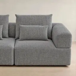 Riviera III Shadow Grey Chenille Fabric Sofa - Right Seat