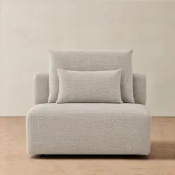 Riviera III Chalk White Chenille Fabric Sofa - Armless