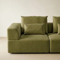 Riviera III Dusty Green Chenille Fabric Sofa - Left Seat