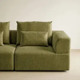 Riviera III Dusty Green Chenille Fabric Sofa - Right Seat