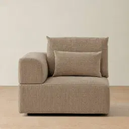 Riviera III Mushroom Chenille Fabric Sofa - Left Seat