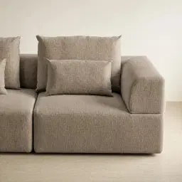 Riviera III Mushroom Chenille Fabric Sofa - Right Seat