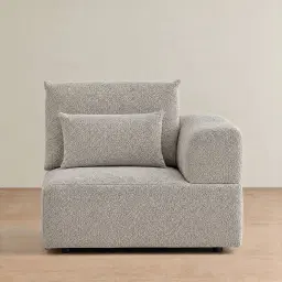 Riviera III Silk Grey Fabric Sofa - Right Seat